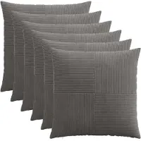 vidaXL Kussensloop 6 st ALMELO Donkergrijs 80 x 80 cm corduroy