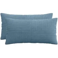 vidaXL Kussensloop 2 st ALMELO Blauw 40 x 80 cm corduroy