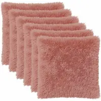 vidaXL Kussensloop 6 st HEERLEN Roze 80 x 80 cm PV Fleece