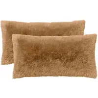 vidaXL Kussensloop 2 st HEERLEN Taupe 40 x 80 cm PV Fleece
