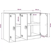 vidaXL Dressoir, olijgroen, 99x39x73 cm, staal