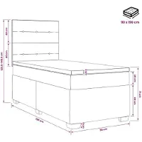vidaXL Boxspringbed met matras en LED-verlichting, lichtgrijs, 90 x 190 cm, stof