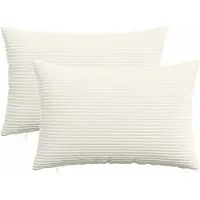 vidaXL Kussensloop 2 st HEERLEN Crèmekleurig 40 x 60 cm corduroy