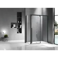 Marenza Neptune Douchecabine - 140x100cm - met schuifdeur - 8mm veiligheidsglas - anti kalk - mat zwart sw491386/sw491397