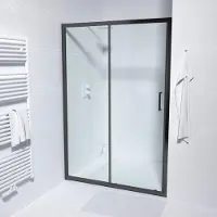 Marenza Slide Quick Fit Schuifdeur - 100x190cm - 6mm veiligheidsglas - alu profiel - anti kalk - mat zwart SAQ6121-100B