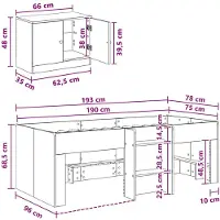 vidaXL Loft Bed Frame met Kast 3 st Artisanaal eiken Bewerkt hout