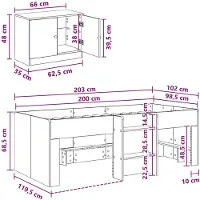 vidaXL Loft Bed Frame met Kast 3 st Gerookt eiken Bewerkt hout