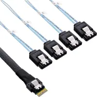 InLine Slim SAS-kabel, SFF-8654 naar 4x SATA 7-pins, 12Gb/s, 0,5m