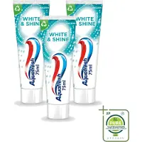 Aquafresh 3 x White & Shine - Whitening Tandpasta - 75 ml - Grootverpakking - Vaatwasstrips - Witte Tanden - Glans Tanden - Tanden Reinigen - Tanden Verlichten - Tanden Beschermen