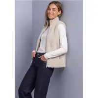 Street One Dames Bodywarmer van imitatiebont met tricotdetails - Beige - 42