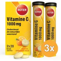 Roter 3x Vitamine C Bruis 1000 mg abrikoos sinaasappel duopack (40 bruistabletten)
