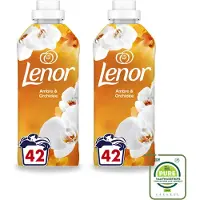 Lenor 2 x - Wasverzachter - Amber & Orchidee - Fris & Zacht - 42 Wasbeurten - Grootverpakking - Vaatwasstrips - Wasverzachter - Geur - Ontspanning - Frisheid - Wasmachine