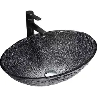 Mexen Goa glazen opbouw waskom 50 x 36 cm, zwart - 24085070