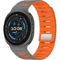 Strap-it Siliconen bandje geschikt voor Samsung Galaxy Watch 9 (40/44mm) / Watch 8 (40/44mm) / 8 Classic (46mm) - Donkergrijs/Oranje