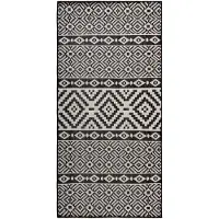 vidaXL Buitenkleed met patroon platgeweven 100x200 cm zwart