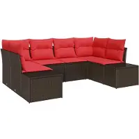 vidaXL Tuinbank Set 6 st 6-Aantal zitplaatsen Bruin en Rood
