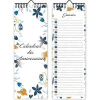 Merkloos Wandkalender, blauw, "Ewiger Geburtstagskalender", 29,7 x 10,5 cm, geschikt voor familie en kantoor