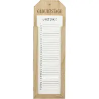 Merkloos Memotafel verjaardagskalender, hout, 38 x 12 cm, een eeuwigdurende kalender voor aan de muur