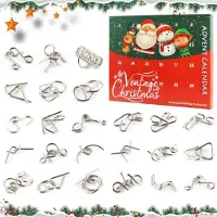 Merkloos Adventskalender 2025, 24 metalen puzzels, 3,5 x 4 cm, geschikt voor kinderen en volwassenen