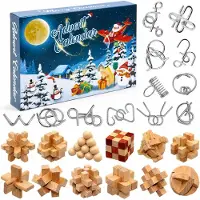 Merkloos Adventskalender met puzzelspelletjes, 24 dagen, voor kinderen en volwassenen, voor de kersttijd