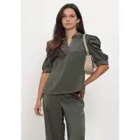 Neo Noir Dames Blouses Roella Heavy Sateen Blouse - Groen - Maat 36