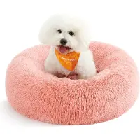 OEM Roze hondenbed, donutvormig kussen, diameter 70 cm, wasbaar