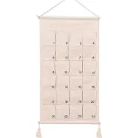 Dripio Adventskalender van canvas, 24 vakken, zelf te vullen, 48x89 cm, wit