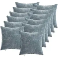 vidaXL Kussensloop 12 st HEERLEN Lichtblauw 40 x 40 cm Chenille Stof