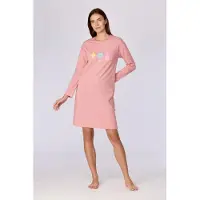 Woody slaapkleed meisjes/dames - roze gestreept - aliens - 262-10-DZF-Z/910 - maat S