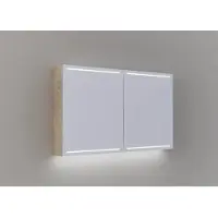 Thebalux DeLuxe spiegelkast – 120x70x13.5 cm – LED-verlichting – 2 deuren, met stopcontact – Nebraska eiken 5DE120008NE