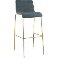 CLP Barkruk Hover - Stapelbaar - Belastbaar tot 150 kg - Goudkleurig Frame - 75 cm - Stof - blauw/goud
