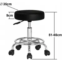Wideshop Draaibare Kruk - Verstelbaar, Zwart, PU Leer, 360° Draaibaar