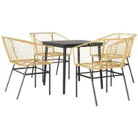 vidaXL 5-delige Tuinset poly rattan glas bruin