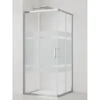 Siko SAT TEX douchecabine, 90x90 cm, met gedeeltelijke privacybeglazing in streepdesign, met schuifdeuren