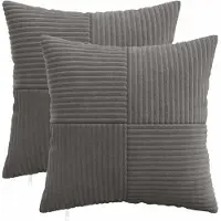 vidaXL Kussensloop 2 st ALMELO Donkergrijs 35 x 35 cm corduroy