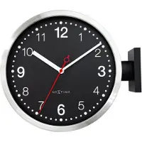 Nextime Double – Wandklok – 32.3 × 28 × 10 cm – Aluminium – Wit/Zwart – Stil