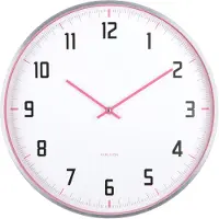 Karlsson Sporty, Muur, Klok, Rond, Roze, Wit, Aluminium, Batterij