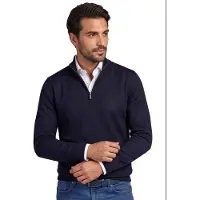 Gentiluomo trui donkerblauw gemeleerd half zip