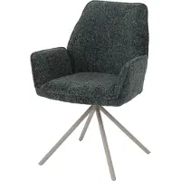 Mendler Eetkamerstoel HWC-G67, keukentool, draaibaar, automatische positie, metalen bekleding met chenille (410g/m²), frame in crème, bekleding in groen