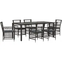 vidaXL Buiten Eettafel Set 7 st Zwart poly rattan