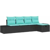 vidaXL Tuinset met 5 zitplaatsen, zwart, van polyrotan