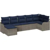 vidaXL Tuinset, 7-delig, grijs, polyrotan