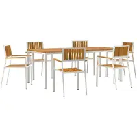 vidaXL Buiten Eettafel Set 7 st 200 x 90 x 75 cm