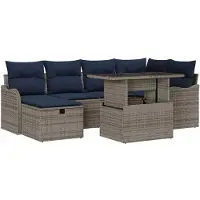 vidaXL Tuinbank Set 7 st Grijs poly rattan