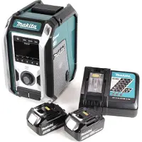 Makita DMR 115 RF accu-bouwplaatsradio 12 V - 18 V Bluetooth DAB+ IP65 + 2x accu 3,0 Ah + oplader