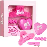 Barbie Haarclips, Klemclip & Opvouwbare Borstel voor Meisjes, Roze Schoonheid Set