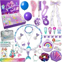 Merkloos Adventskalender met 24 dagen, thema: zeemeermin, met sieraden en haaraccessoires, voor meisjes