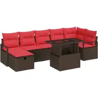 vidaXL Tuinbank Set 8 st Bruin poly rattan