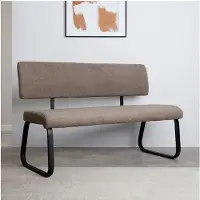 Idimex VILAS eetkamerbank voor 3 personen met stoffen bekleding, lichtbruin - metalen frame, eetkamerbank met comfortabele gestoffeerde rugleuning, eetkamerbank voor de keuken