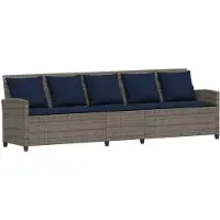 vidaXL Tuinset, 5-zits met kussens, grijs, polyrotan